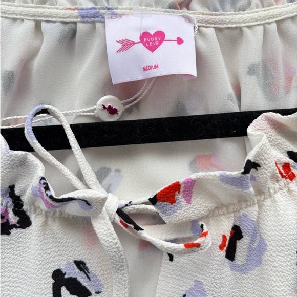 Buddy Love Ray Oyster Mini Ruffle Sleeve Tiered Cottagecore Dress Size Medium - Picture 3 of 7